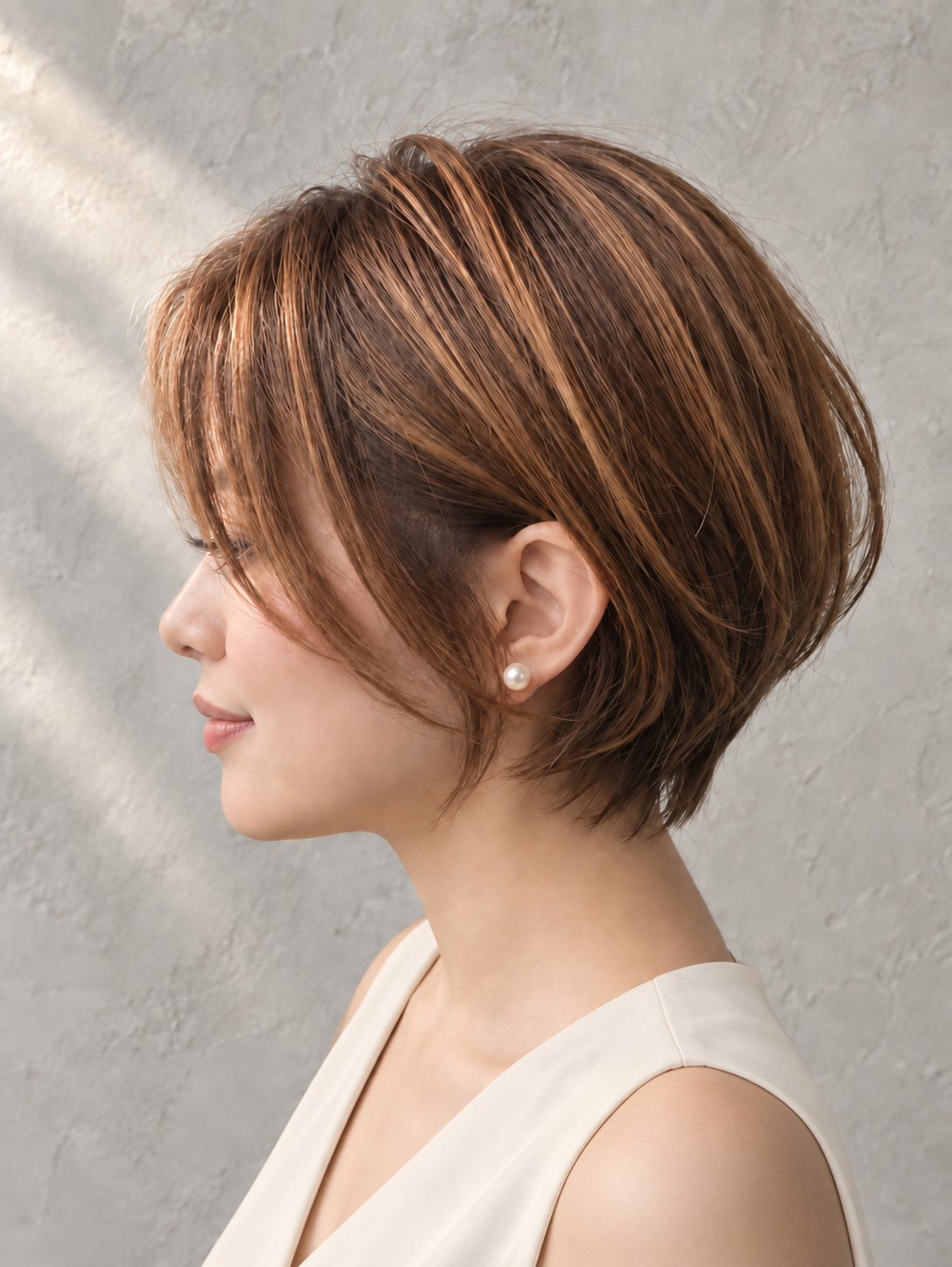 細かなハイライトを入れたロングスタイル